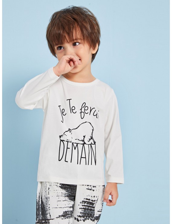 Toddler Boys Cartoon And Letter Print Tee