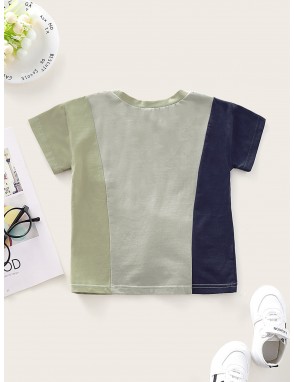 Toddler Boys Letter Print Cut And Sew Panel Tee